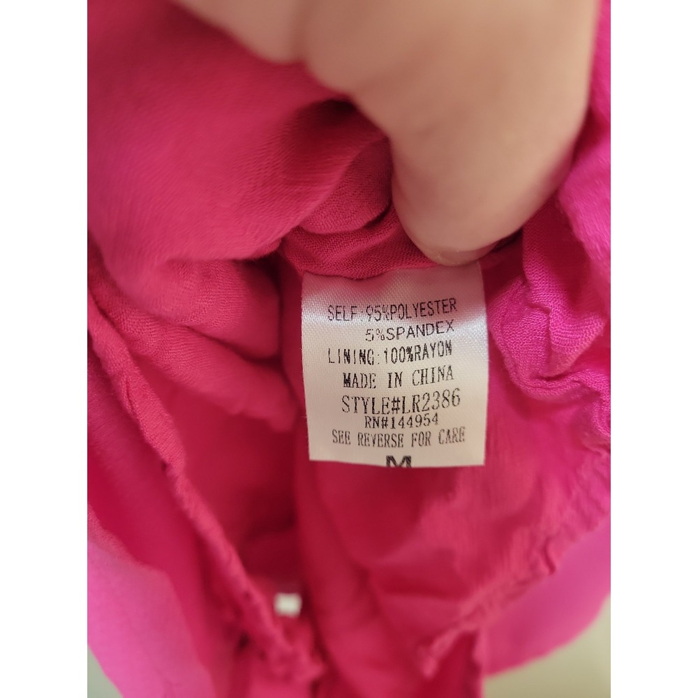 Luxxel Pink Off-Shoulder Ruffle Chiffon Lined Romper M Flutter Sleeve Back Zip - Picture 5 of 10